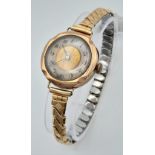 A Vintage 9K Gold Ladies Watch. Expandable gilded bracelet. 9K gold case - 26mm. Gilded dial with