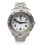 A Victorinox Swiss Army Quartz Watch. Stainless steel bracelet and case - 32mm. White dial with date