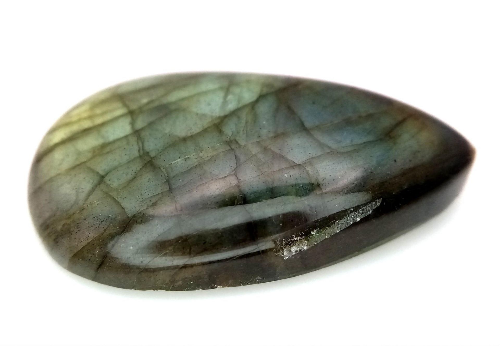 A 34.14ct Untreated Labradorite, in the Pear Cabochon Shape. Comes with the GFCO Swiss Certificate - Bild 2 aus 4