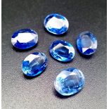 A 9.25ct Faceted Kyanite Gemstones Lot of 6 Pieces. Oval Shapes.