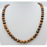 A Vintage Tigers Eye Bead Necklace. Screw clasp. 46cm