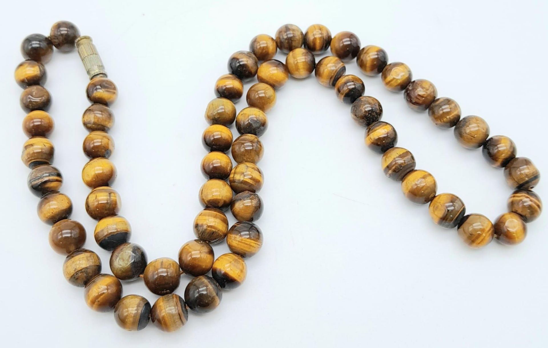 A Vintage Tigers Eye Bead Necklace. Screw clasp. 46cm - Image 3 of 5