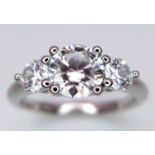 A 1ct VVS1 Moissanite Ring set in 925 Silver. With certificate. Size N.