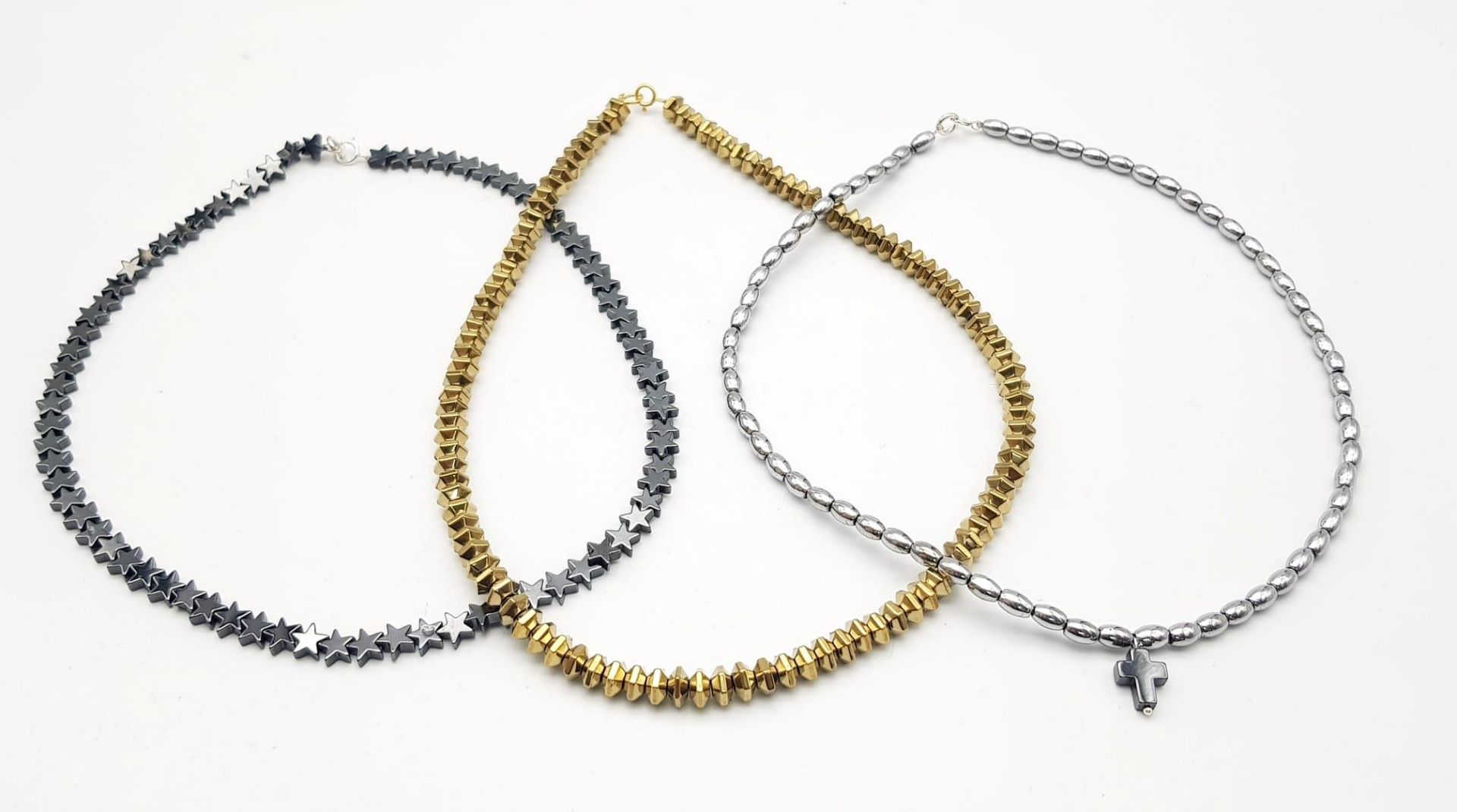 A Selection of Three Hematite Necklaces. All 42cm. - Image 5 of 5