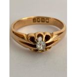 Antique 18 carat GOLD, DIAMOND SOLITAIRE GYPSY/ PINKIE RING. Having a clear white beautifully cut
