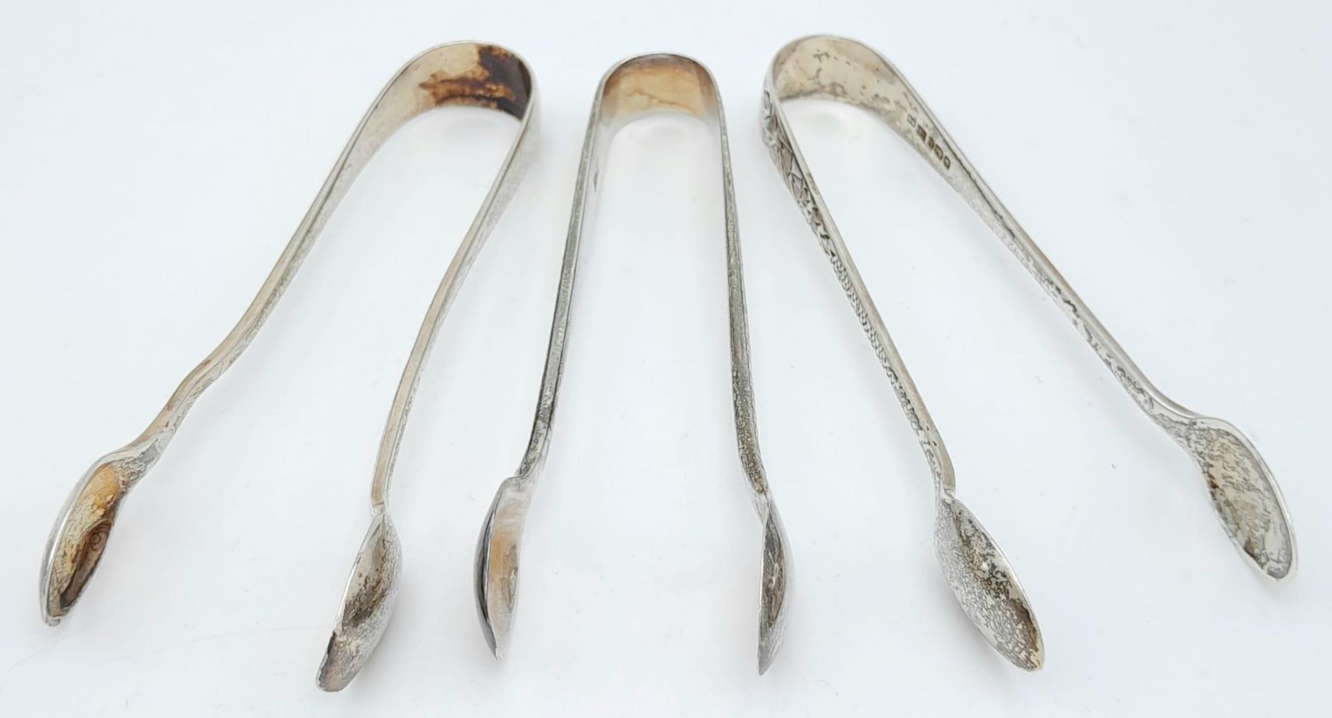 3X antique sterling silver sugar tongs with different designs. 2 of them come with Full London - Bild 3 aus 5