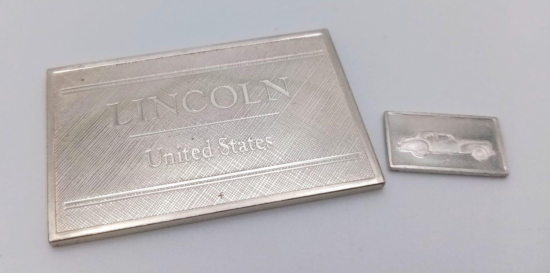 2 X STERLING SILVER AND ENAMEL LINCOLN CAR MANUFACTURER PLAQUES, MADE IN UNITED STATES USA, WEIGHT - Image 2 of 4