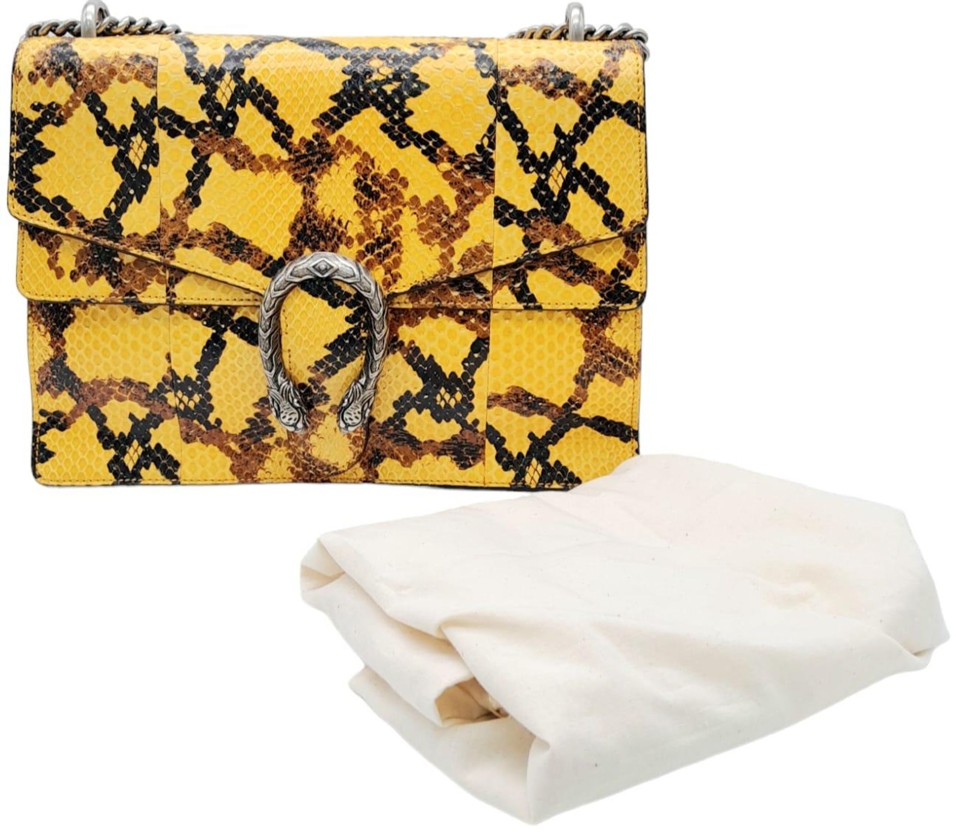 A Gucci Dionysus Python Pochette. With Silver Metal Hardware and Convertible Silver Metal Chain - Image 2 of 11