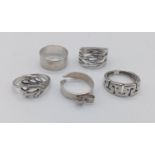 A Sterling silver collection of 5x rings. All size P, total weight 17.5g ref: SH1285I