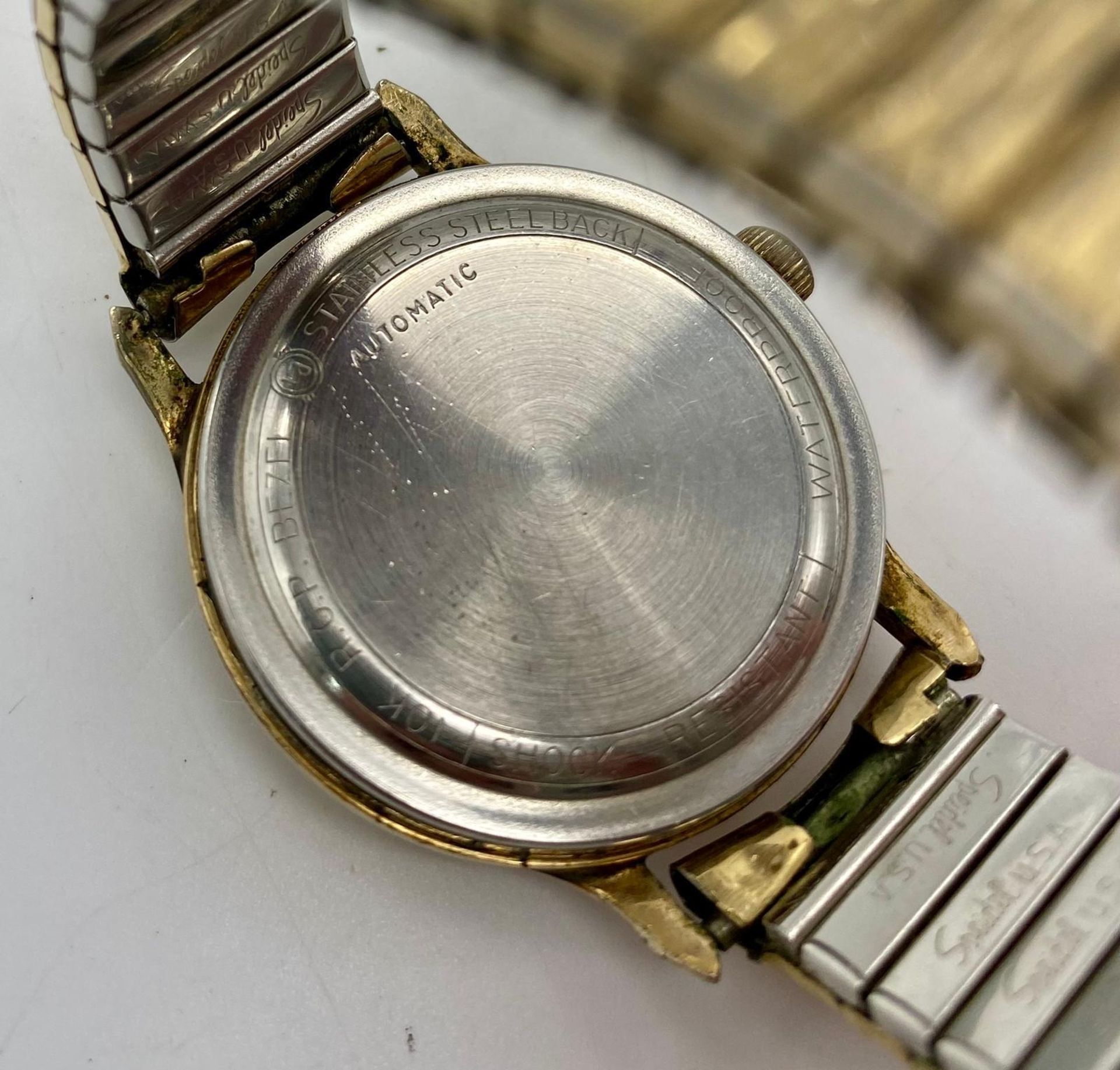 A Rare Vintage (1950s) Waltham 53 Automatic Gents Watch. Gold plated expandable bracelet. Two tone - Image 2 of 2