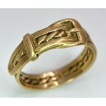 A Vintage 9K Yellow Gold Belt Buckle Ring. Size N. 2.9g weight.