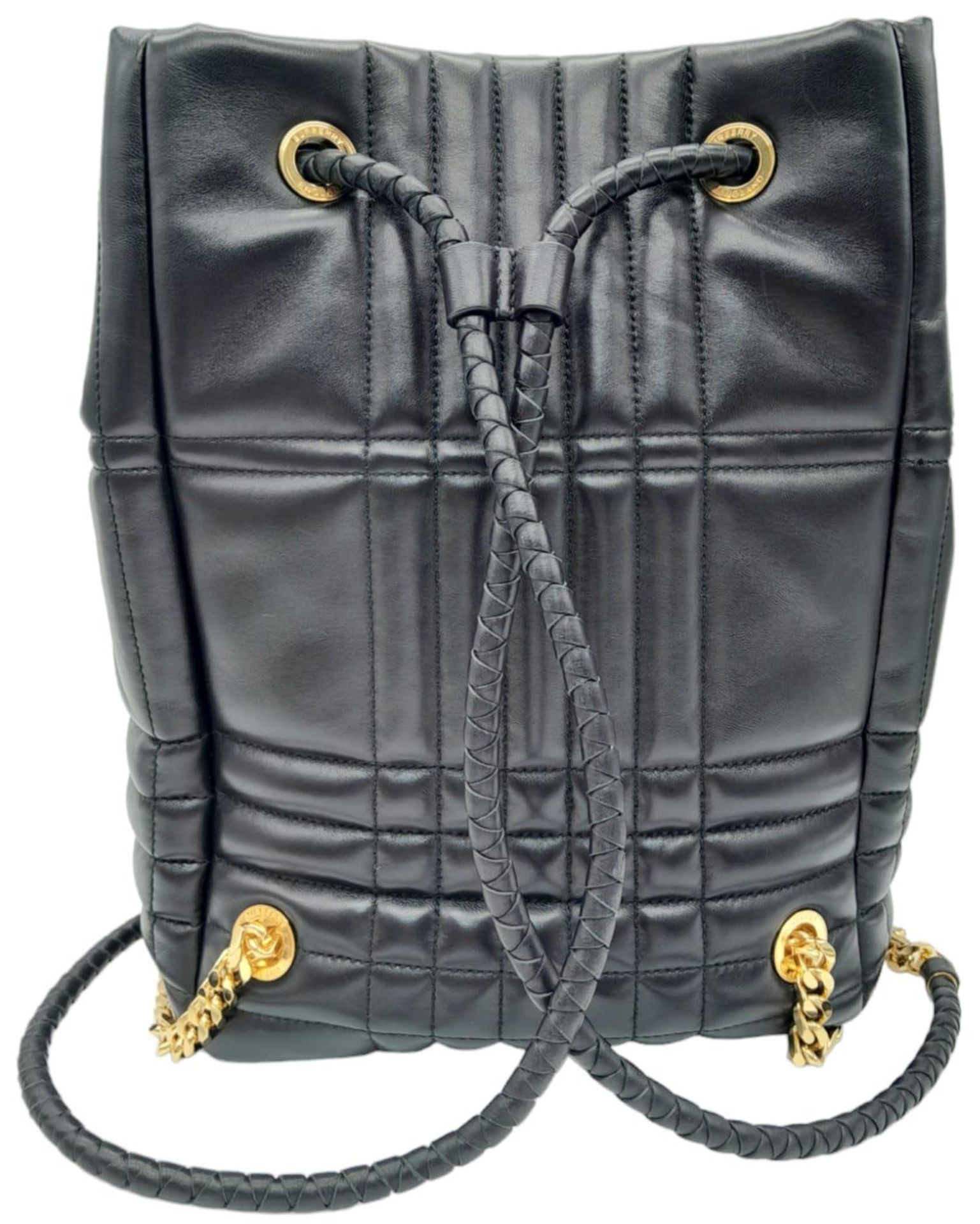 A Burberry Black 'Lola' Backpack. Quilted leather exterior with gold-toned hardware, chain and - Bild 3 aus 8