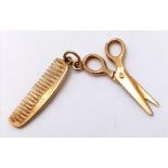A 9K GOLD SCISSORS AND COMB CHARM (PERFECT FOR HAIRDRESSERS) 1.7gms