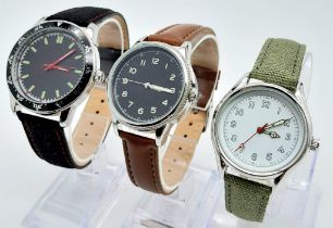 A Parcel of Three Unworn Military Homage Watches Comprising; 1) 1940’s Czechoslovakian Army (