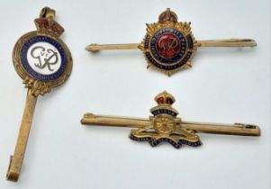 3x WW2 Military Tie Pins