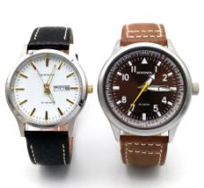 Two Sekonda Quartz Gents Watches. Stainless steel cases - 42mm and 38mm. Both in good condition