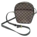 A Louis Vuitton Damier Ebene 'Ipanema' Crossbody Bag. Leather exterior with gold-toned hardware,