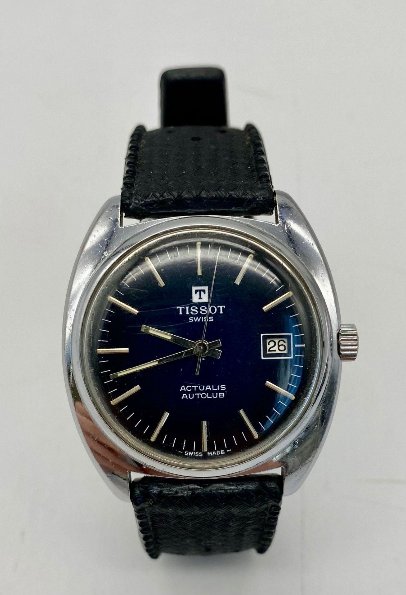 A Vintage Tissot Actualis Autolub Mechanical Gents Watch. Textured synthetic strap. Stainless