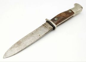A WW2 Hitler Youth Knife, Maker Herberte Solingen, with hand made wooden handle and NSKK (