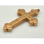 A Vintage 9K Rose Gold Cross Pendant. 3.5cm x 2cm. 1.67g weight.