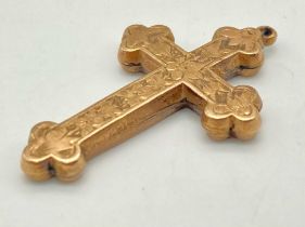 A Vintage 9K Rose Gold Cross Pendant. 3.5cm x 2cm. 1.67g weight.