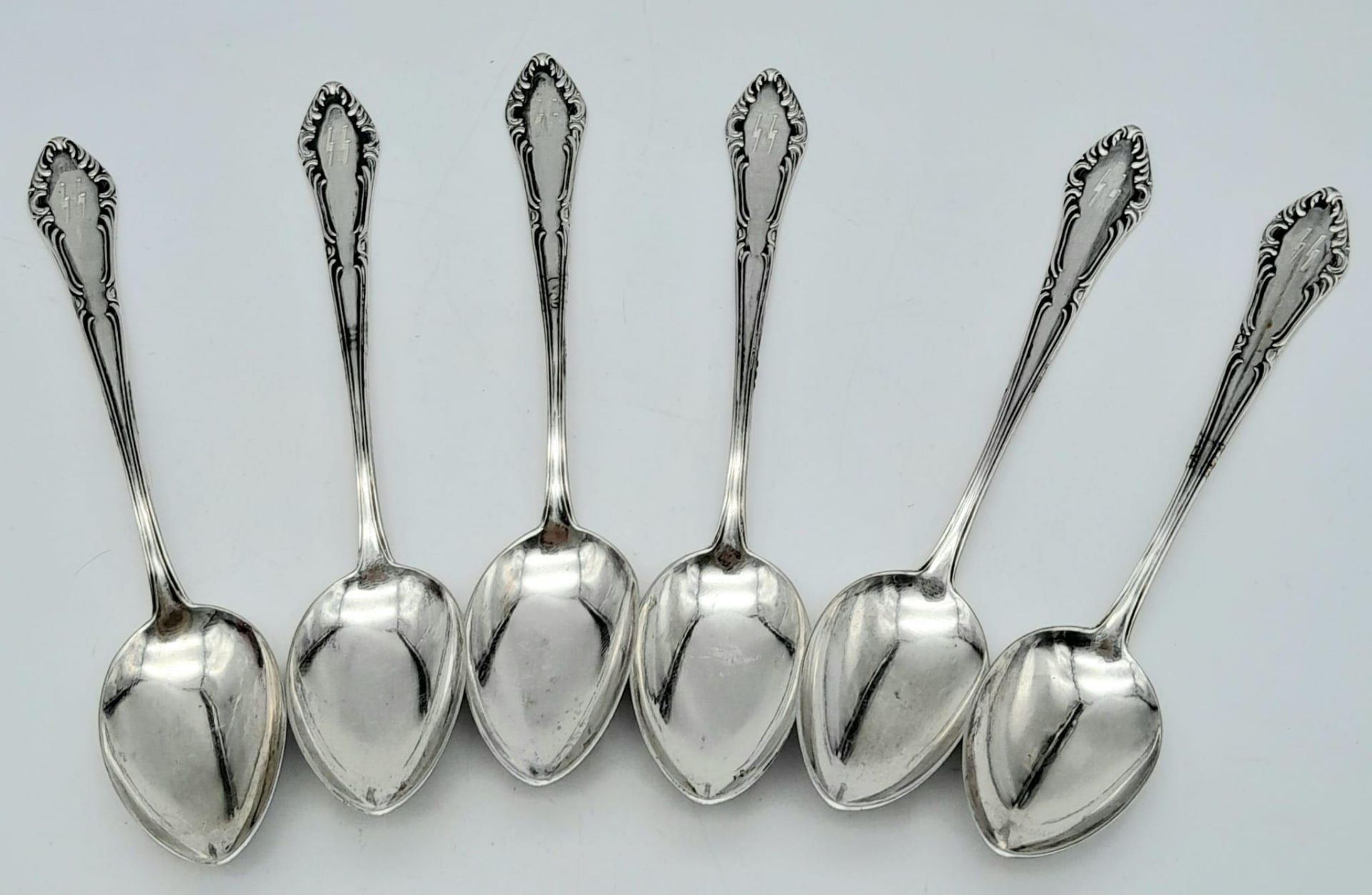 6x hallmarked 800 Silver Waffen SS Spoons. - Image 2 of 6