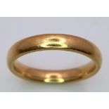 A Vintage 18K Yellow Gold Band Ring. 3mm width. Size J. 3.7g weight.