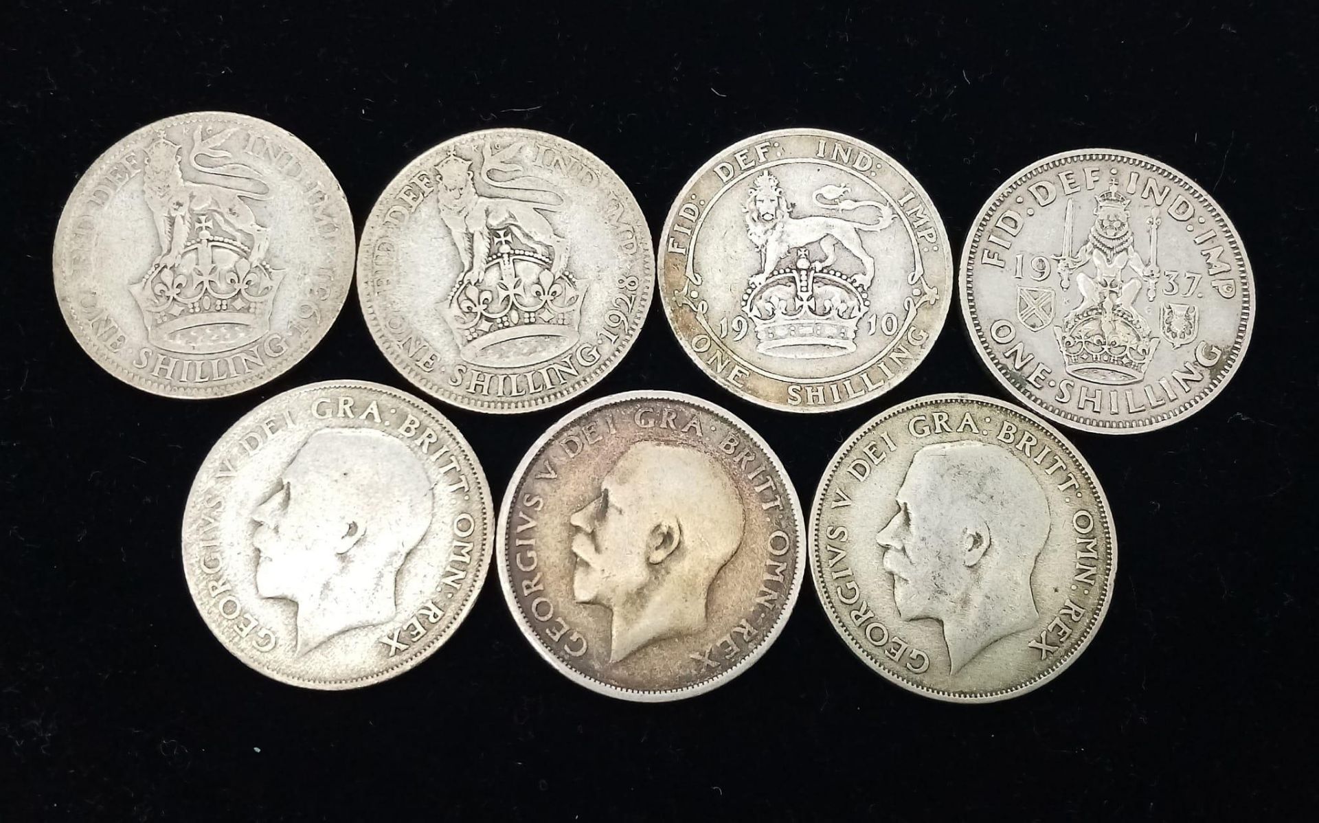 41 Pre 1947 British Silver Shilling Coins. 222g total weight. Please see photos for finer details. - Image 3 of 3