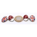 A STERLING SILVER CHAIN LINK CUFFLINKS WITH BRITISH FLAG ON 14.8G ref: 7967
