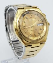 A Wonderful Rare Vintage Seiko Bell-Matic Gents Watch. Gold plated stainless steel bracelet and case