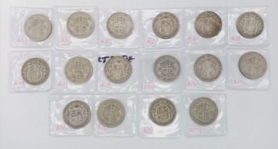 16 Pre 1947 Half crown Silver Coins - From 1920 -36. Missing 1930. All of a good/high grade but
