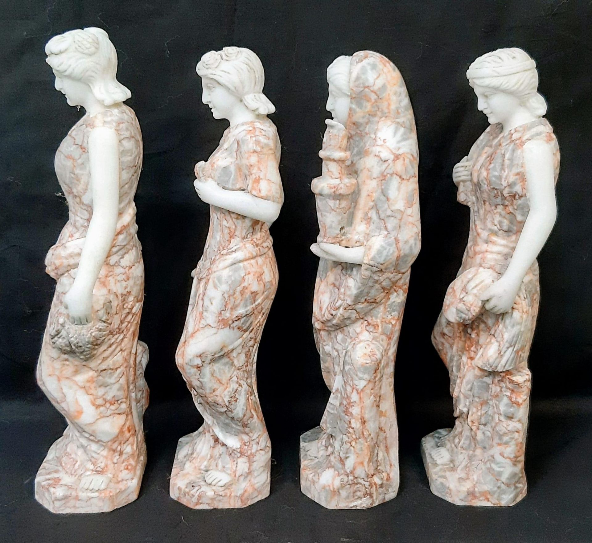 Four Carved Greek/Roman Goddess Marble Statues -Representing the Four Seasons. 31cm tall. Each - Image 2 of 6