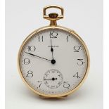 An Antique (1914) Gold Plated Howard Pocket Watch. 17 jewels. Movement - 1274112. White dial with