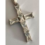 Beautiful SILVER and WHITE TOPAZ CROSS PENDANT. Having clear marking for 925 Silver and The