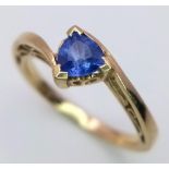 A 9K YELLOW GOLD BLUE/PURPLE STONE SET CROSSOVER RING 2.4G SIZE N SC 4007