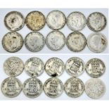 SELECTION OF 10 SIX PENCE PIECE COINS ALL DATED PRE-1947, SO HAVING MINIMUM OF 50% SILVER CONTANT