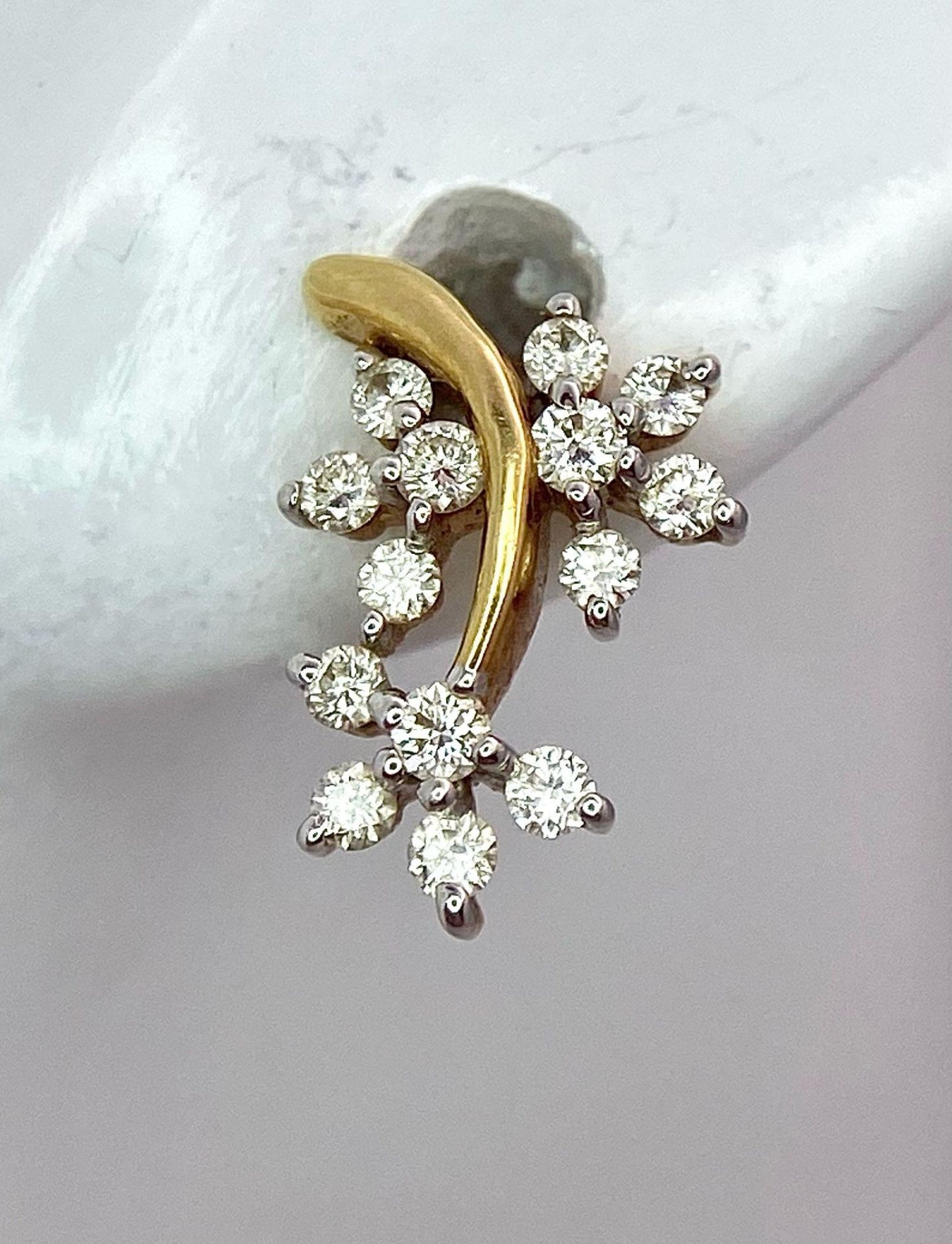 A GORGEOUS PAIR OF 18K YELLOW GOLD DIAMOND SET FLORAL STUD EARRINGS, APPROX 0.35CT DIAMONDS, - Image 2 of 5