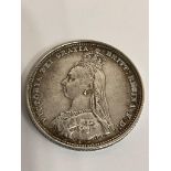 1887 SILVER SHILLING in very/extra fine condition. Queen Victoria Golden Jubilee Mintage. Bold and