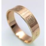 A 9K GOLD BAND RING . 4gms size X