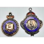 2X vintage Enamel sterling silver Masonic pendants awarded to Bro Percy Skelton by the Jubilee lodge