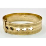A Very Good Condition Vintage 9K Front and Back Yellow Gold Buckle Bracelet. Circa 1930/40’s. Marked