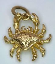 A 9K YELLOW GOLD CRAB CHARM. TOTAL WEIGHT 1.7G