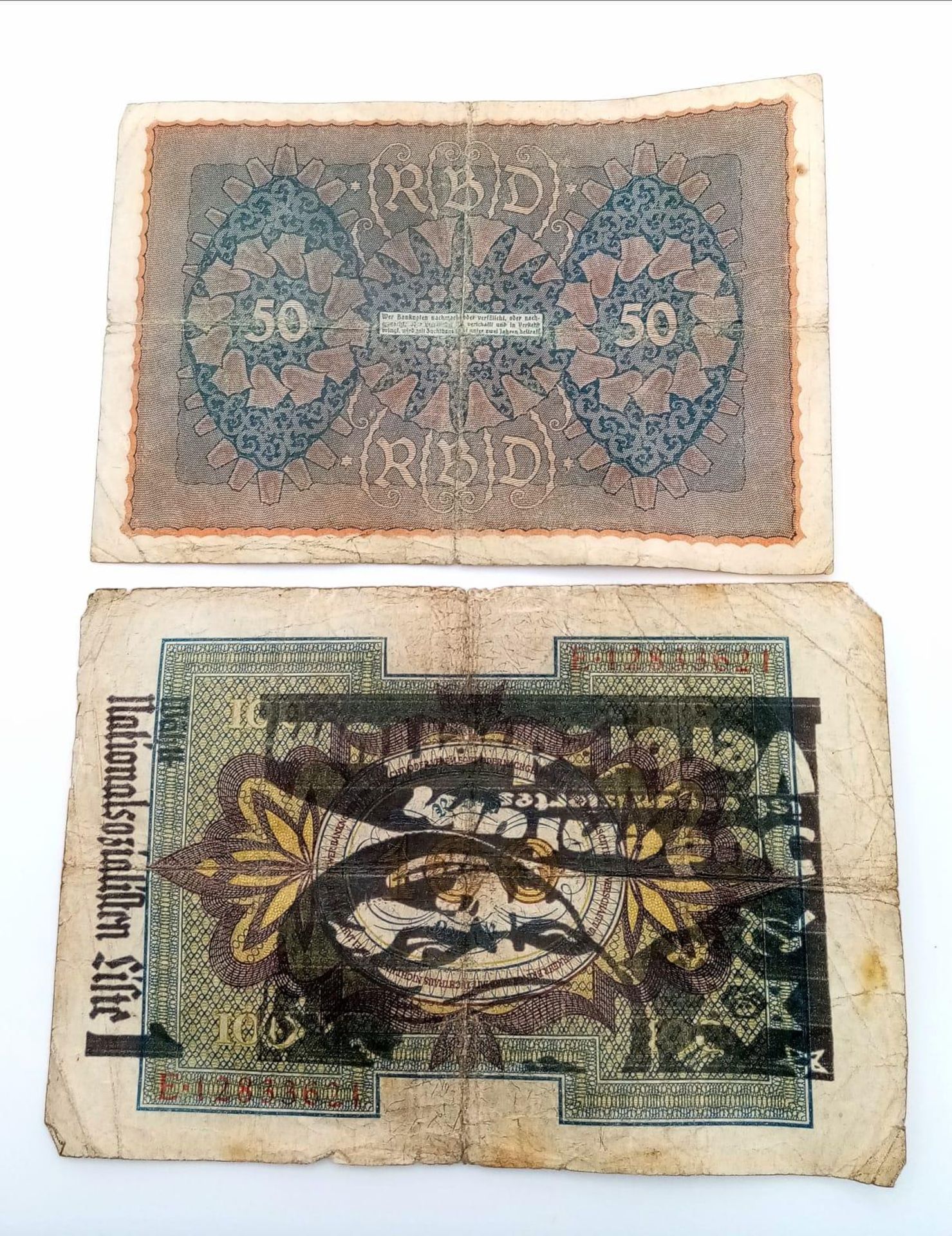 2 x 3rd Reich Anti Semitic Inflation Money Bank Notes. A real bank note that has been over printed - Bild 3 aus 3