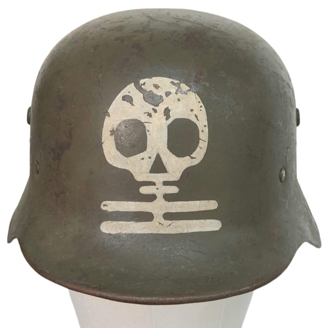 WW2 Finnish Kev Os 4 “The White Death” Helmet with write up. - Image 2 of 7