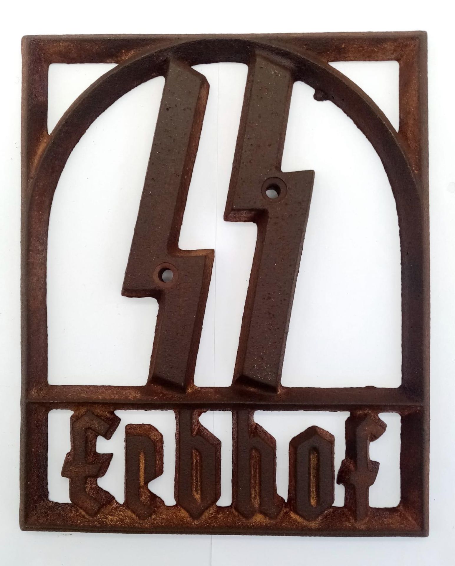 3rd Reich Erbhof (Hereditary Farm) Iron Plaque Depicting SS Runes. These were mounted to farm