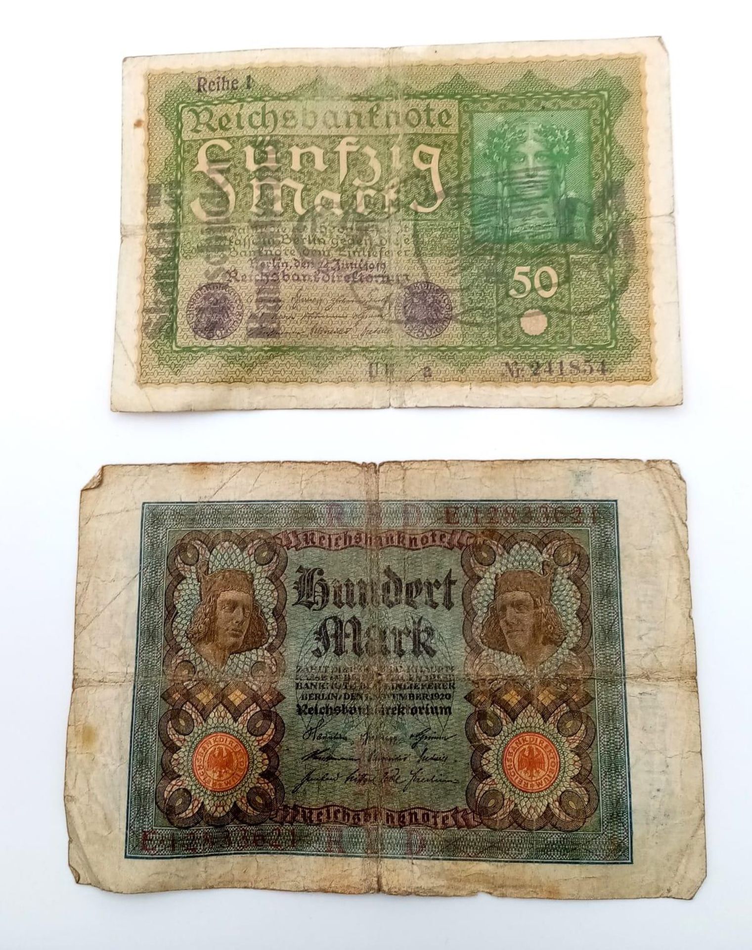 2 x 3rd Reich Anti Semitic Inflation Money Bank Notes. A real bank note that has been over printed