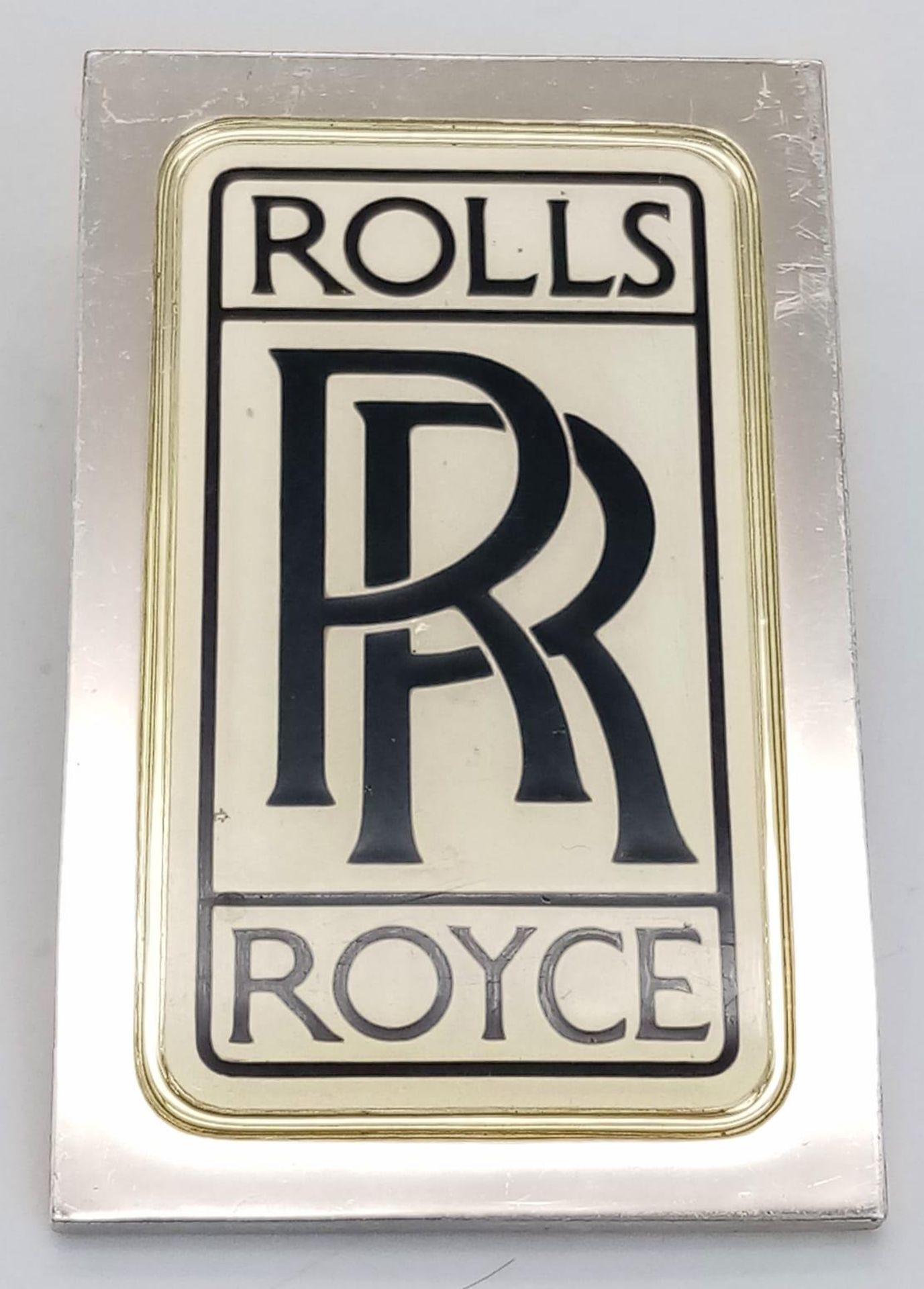 A STERLING SILVER ROLLS ROYCE PLAQUE ENGLISH CAR MANUFACTURER 23G , 43mm x 28mm. ref: 8131