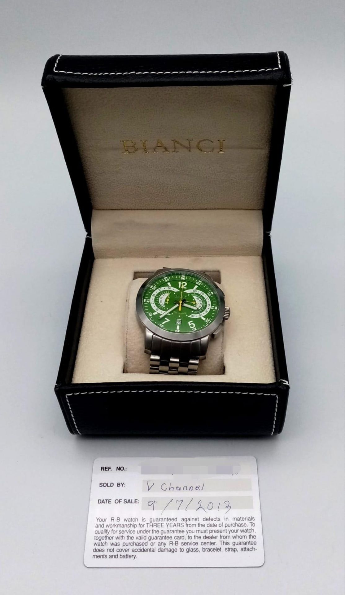 An Unworn 2013 Roberto Bianci Men’s Swiss Pro-racing Chronograph. Model RB7096-SS-Green. 48mm - Image 7 of 7