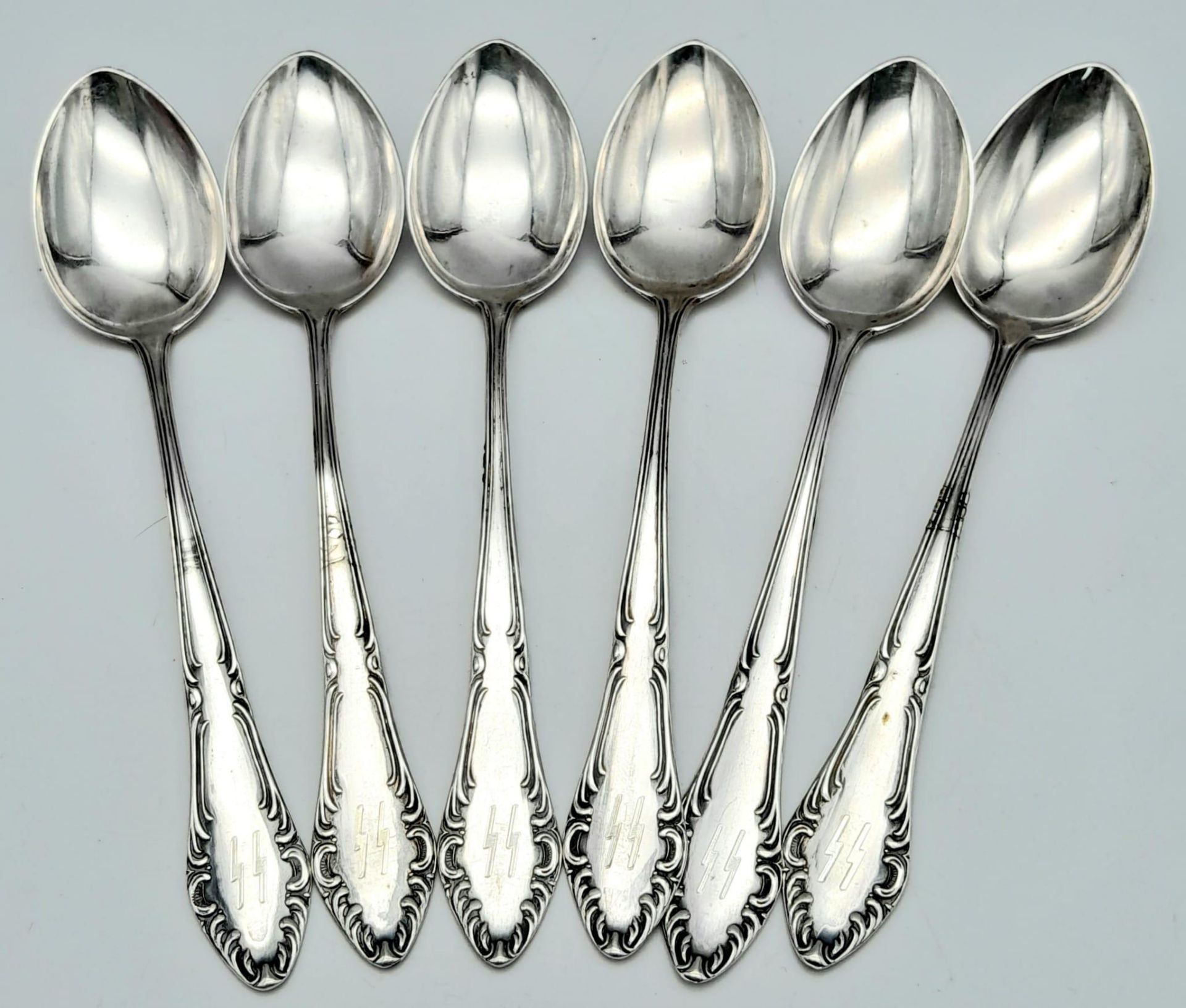 6x hallmarked 800 Silver Waffen SS Spoons.