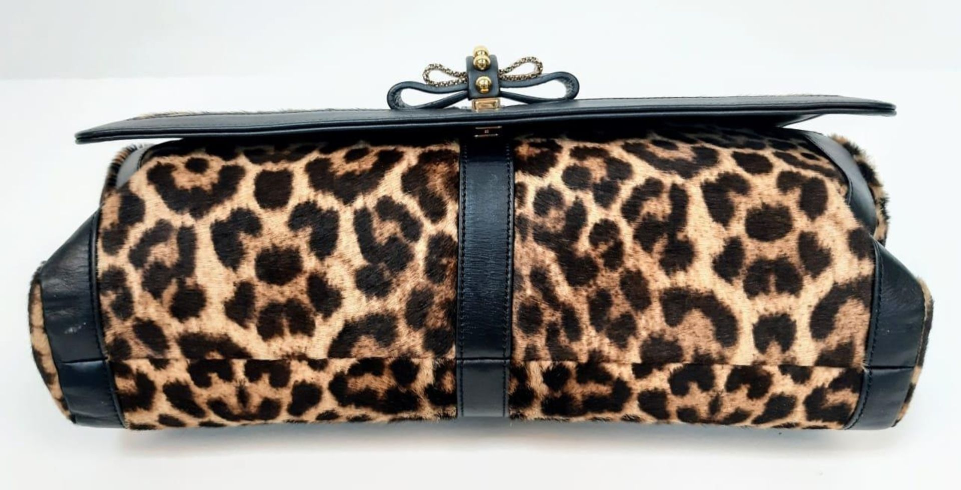A Christian Louboutin Sweet Charity Leather and Leopard Print Pony Hair Shoulder Bag. Gold tone - Image 5 of 6